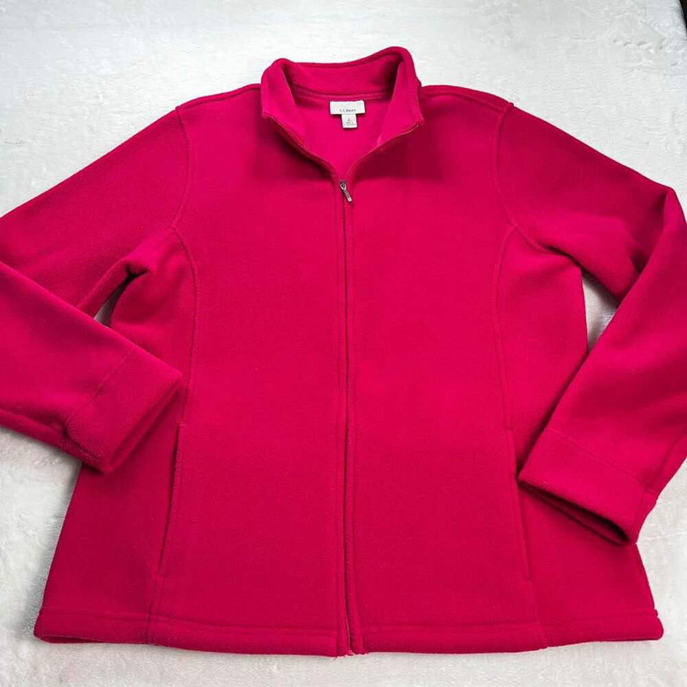 L.L. Bean Women's Full Zip Polartec Fleece Sweater size large fuchsia pink
